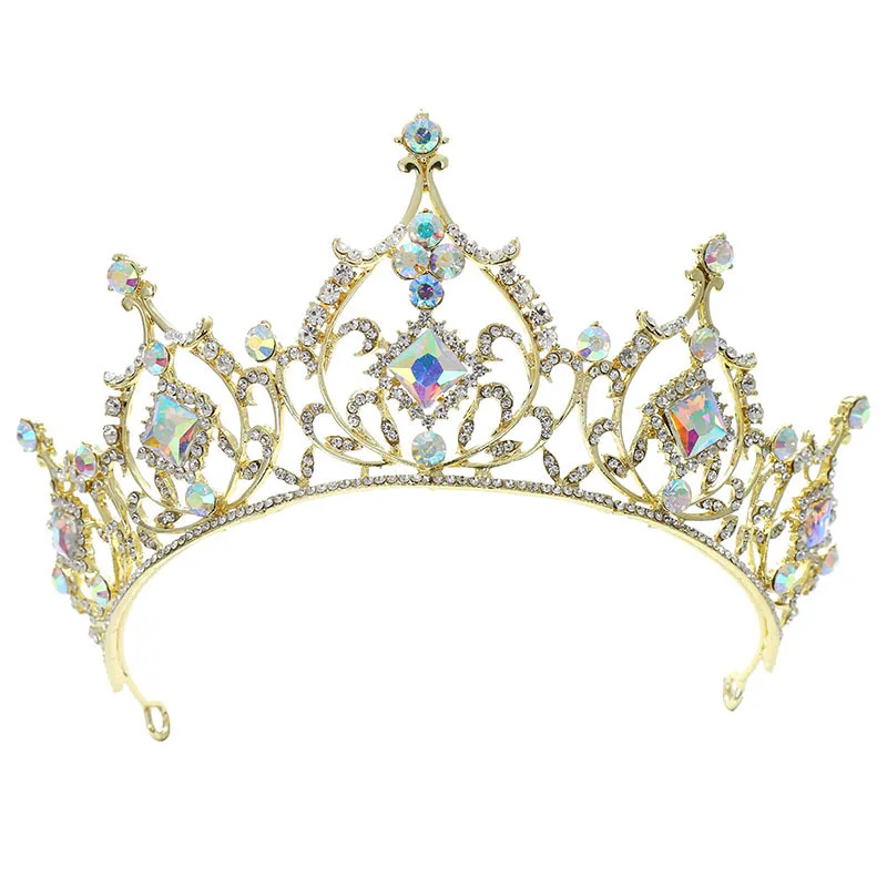 Handmade Gold Crystal  Princess Tiara Crown For Wedding Women Bride Jewelry Hair Accessories Ornaments
