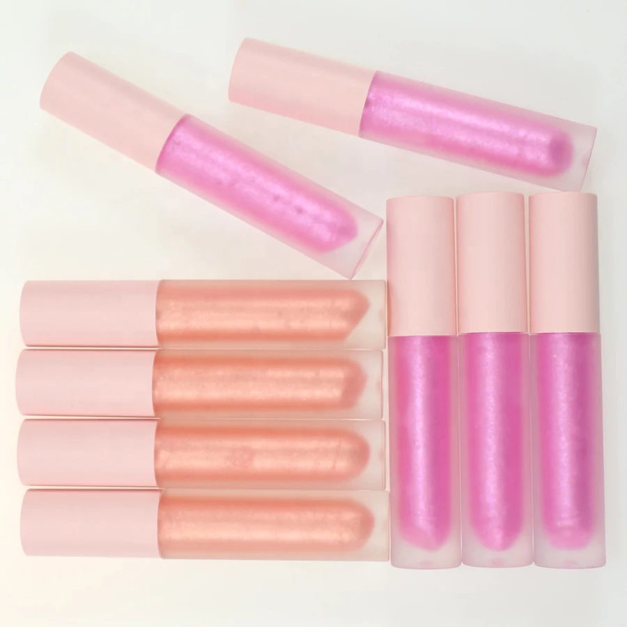 Free Sample wholesale high quality vegan pink lipgloss glitter pigment liquid lipstick custom plumping private label lip glossx