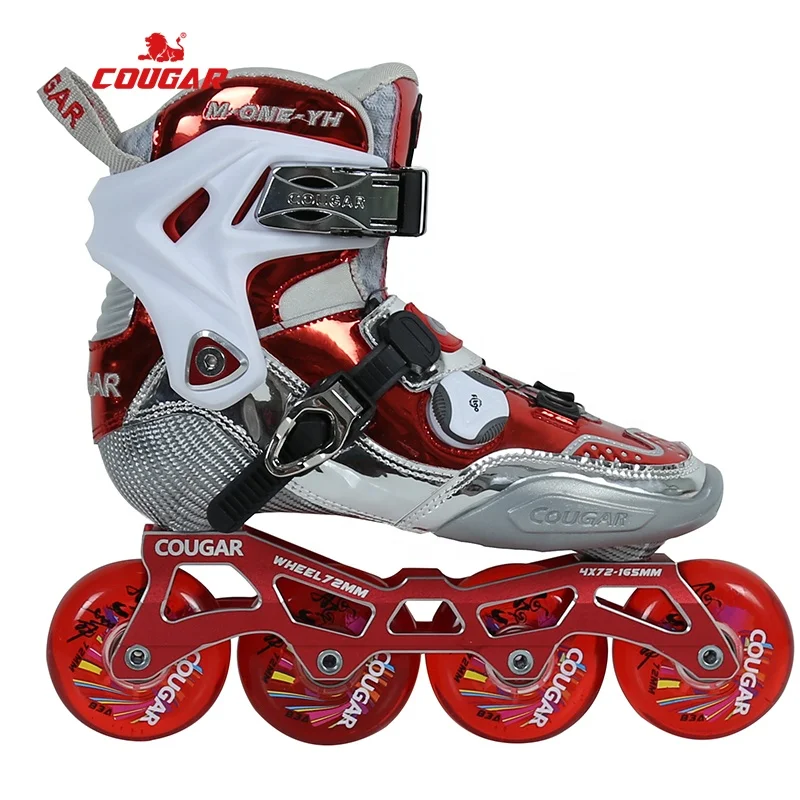 M-ONE-YH 4 колеса Пума светящиеся роликовые Slalom коньки для женщин и девочек-подростков углеродного волокна числового программного управления типа CNC алюминиевый мальчиков девочек ботинок кататься на коньках