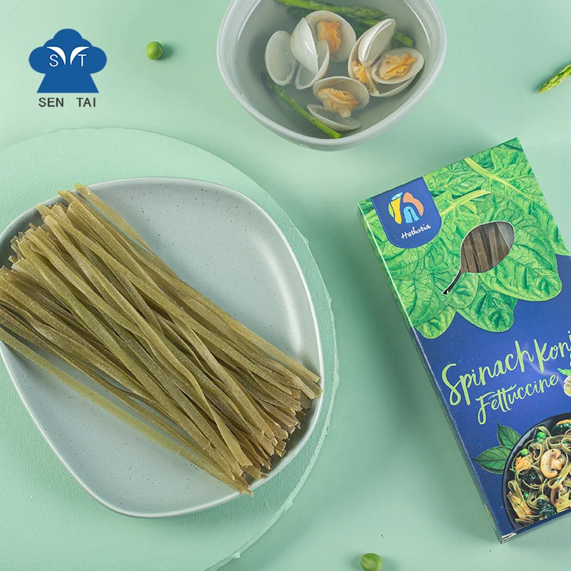Зеленая еда Халяль Кошерный шпинат Конжак сушеная лапша без ГМО запаха для взрослых пакет HACCP BRC ISO JAS NOP Ifs