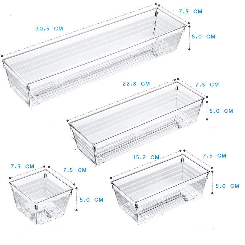 10/14/16/18Pcs Stackable Mini Clear Plastic Storage Box Drawer Organiser Tray for Makeup Kitchen Utensils and Office Products