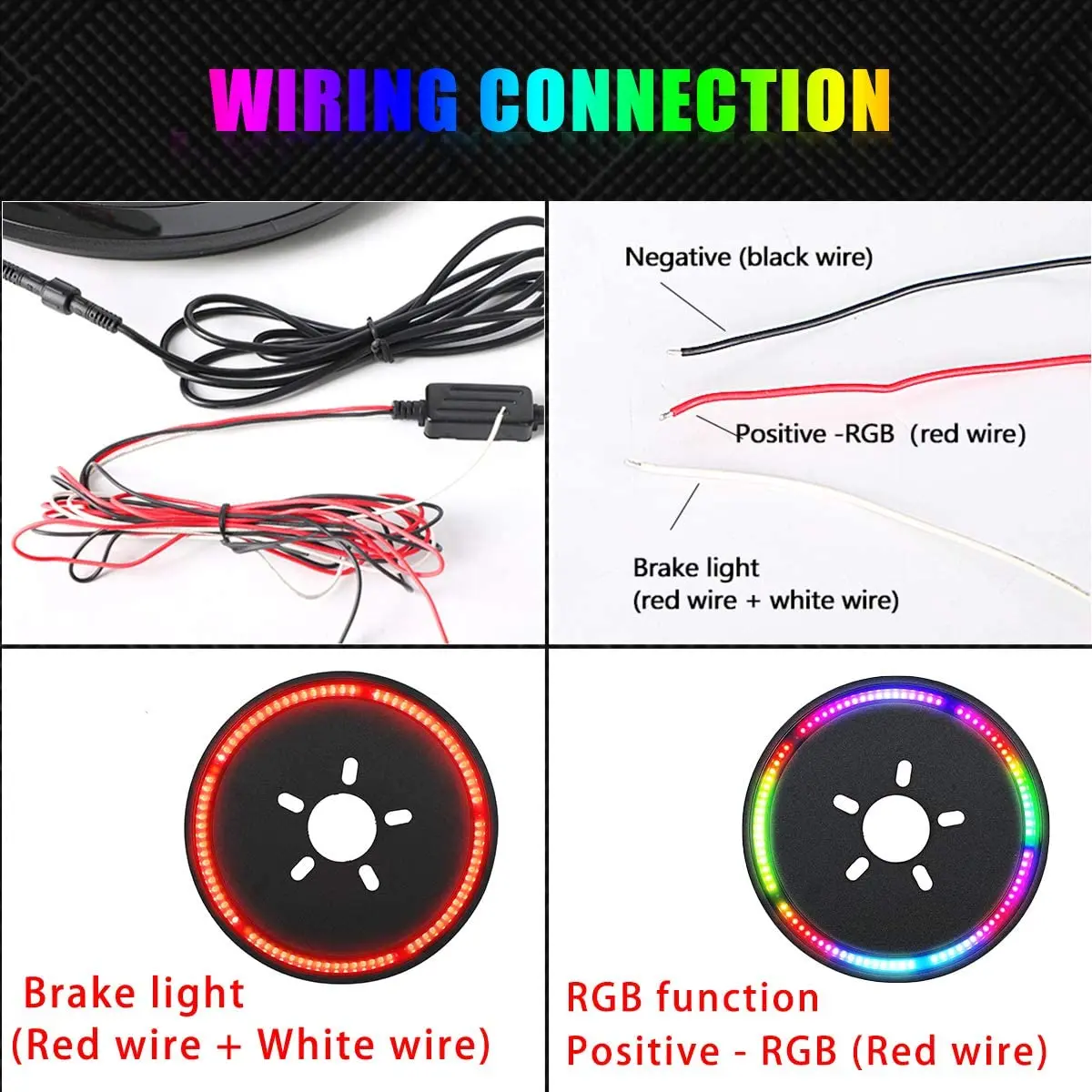 Remote Control Rgb Led Car Brake Light Round RGB Tire Break for Jeep Wrangler JK 2007-2018 JL