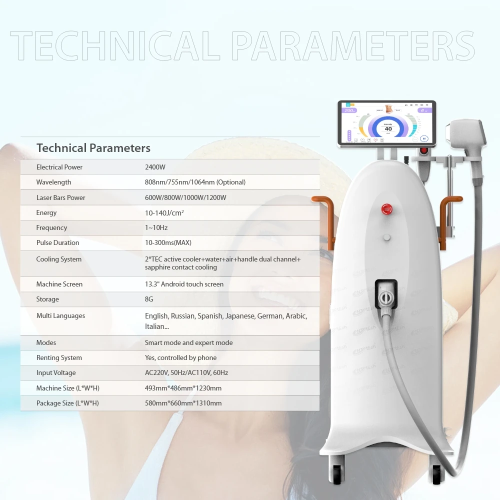 Commerical aesthetic medicine diodo lazer 3 wave 800W 808 diode laser hair removal 808nm machine