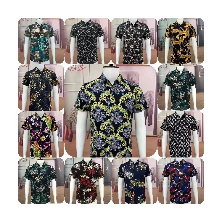 Wholesale summer all over printed design 100% viscose men wear hawaiian beach Vacation shirt short sleeve made in istanbul