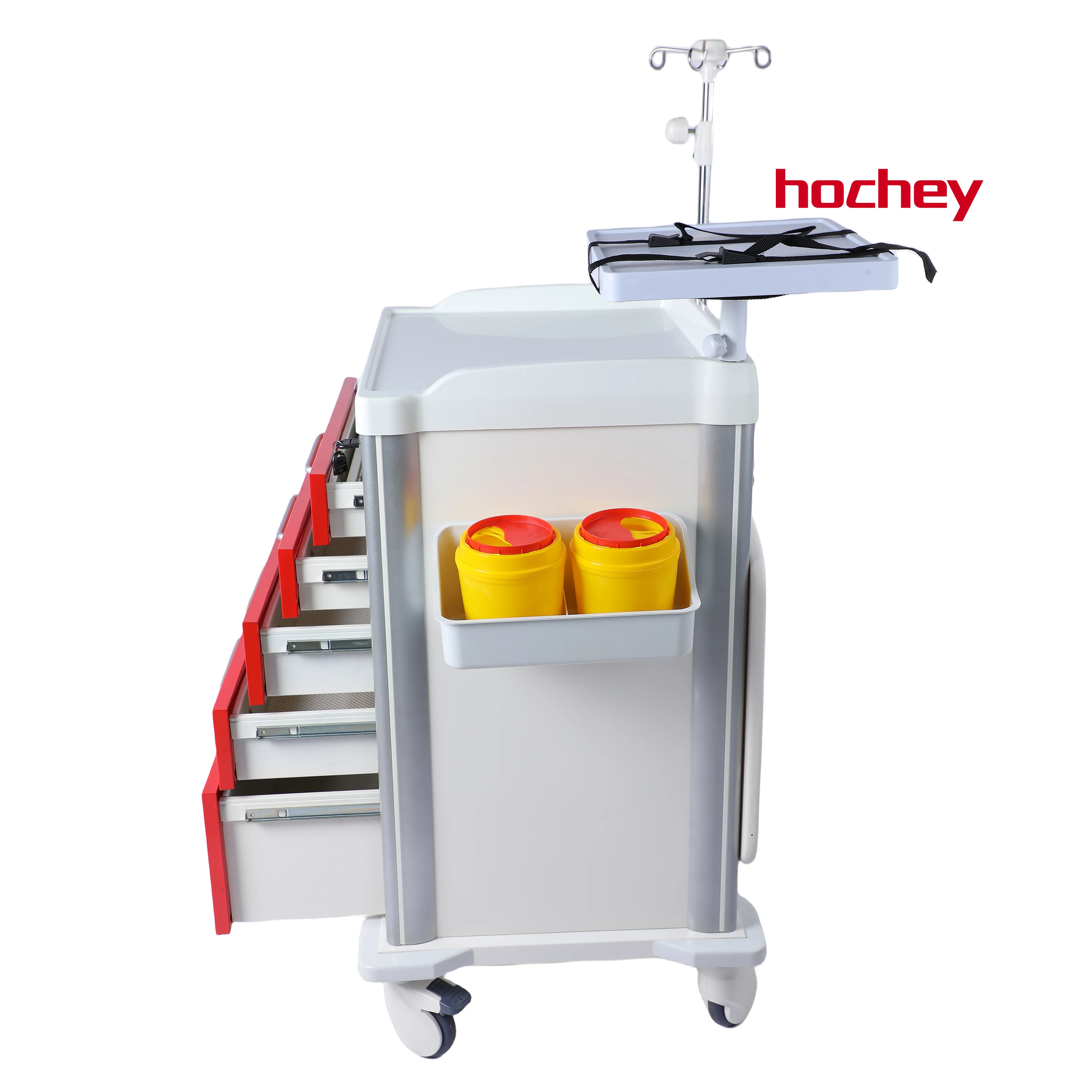 Hochey MEDICAL High Capacity 5 Drawers ABS Hospital Emergency Medical Anesthesia Medicine Trolley Cart For Patient