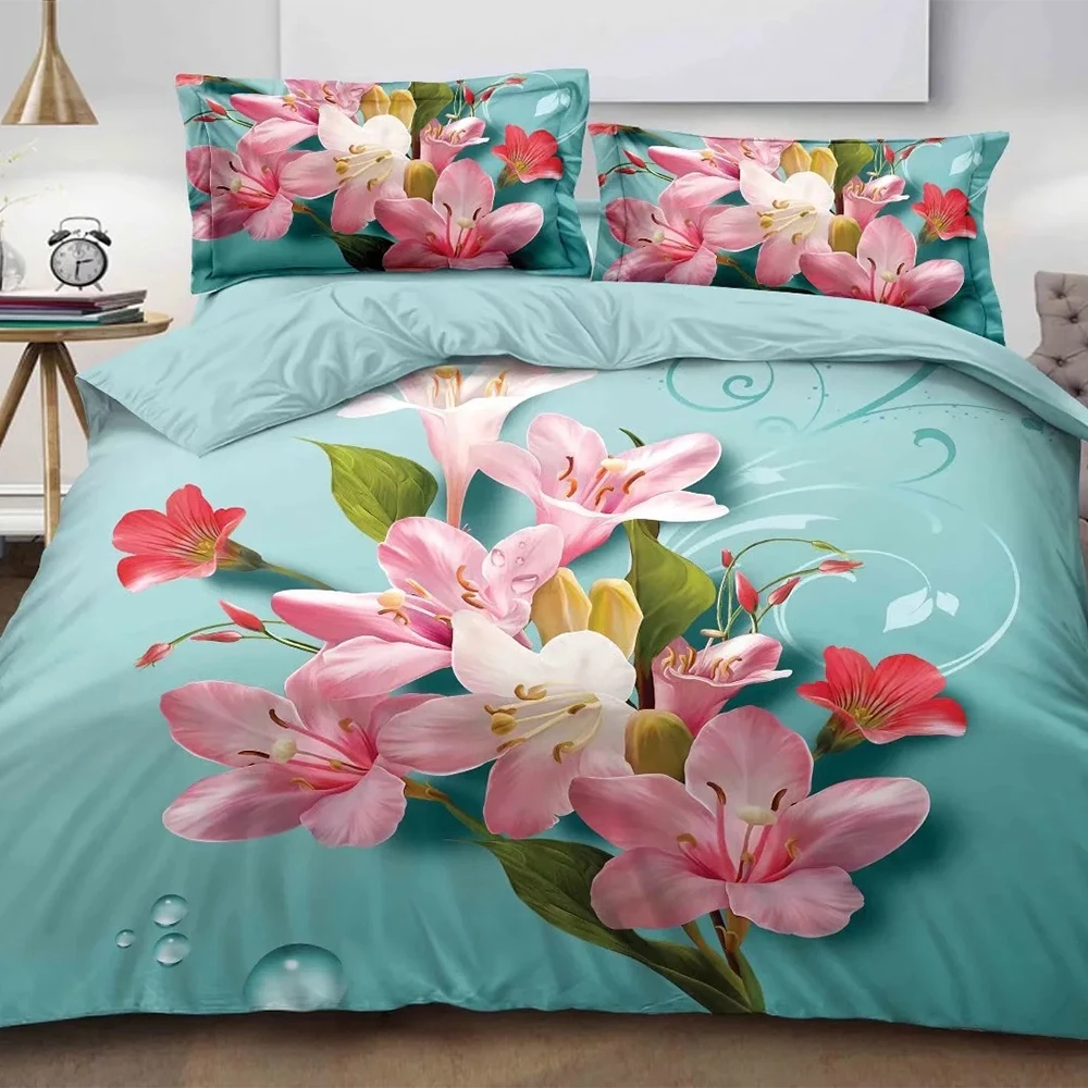 100%Polyester Color Printing duvet cover sets  Bed Sheet Cloth 3D Polyester Fabric Duvet Cover Comforter Set