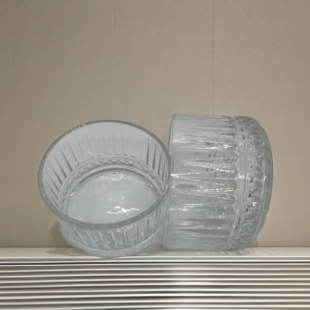 Mini Glass Bowl Set New Design High White Clear Engraving Large PP Serving Mixing Bowl for Sauce 6pcs Set Commercial Food Use