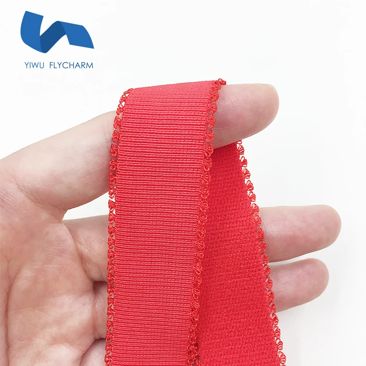 High quality  3/4 inch nylon spandex plush back crown picot strap elastic