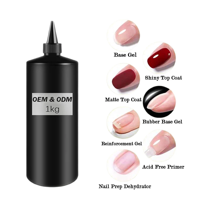Wholesale Bulk Primer Color Gel Matte Top Coat Shiny Top Coat Clear Blossom Blooming Gel Foil Transfer Gel Rubber Base Coat 1kg