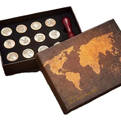 2024 Seal Wax Custom Logo Box With Bottle Wax Beads Sealing Wax Spoon Plant Stamp Set For Kraft Envelope Letters Cards Gifts