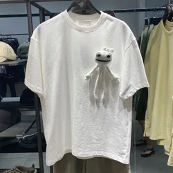 wholesale custom summer cotton drop shoulder oversized 3d t-shirt little frog casual T-shirt