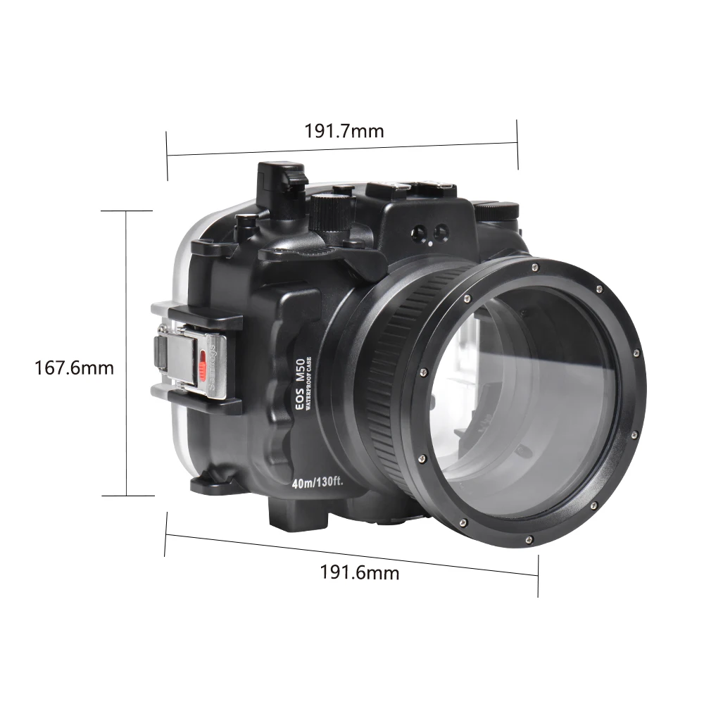 Seafrogs жесткий пластиковый водонепроницаемый 40 м/130ft чехол для камеры Canon M50 / Kiss m (фирменнй переходник для объектива Canon 18-55 мм/15-45 мм) корпус для камеры