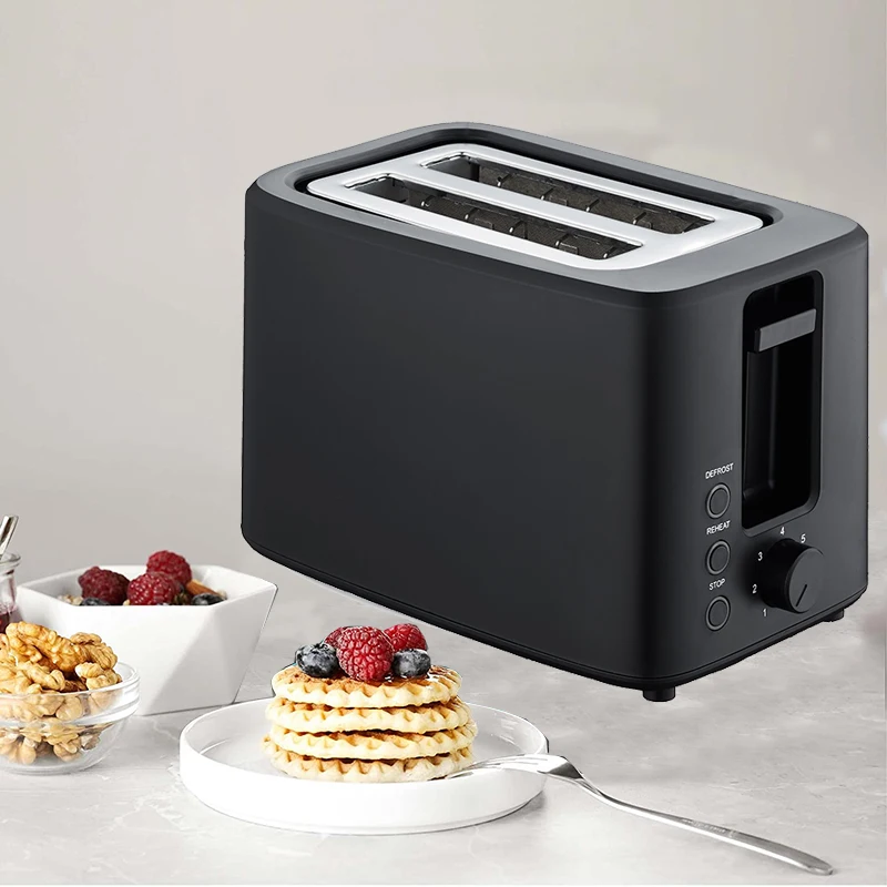Easy Use Kitchen Bread Toaster Maker Multifunction Defrost Reheat Cancel 2 Slice Toaster With Bun Warmer