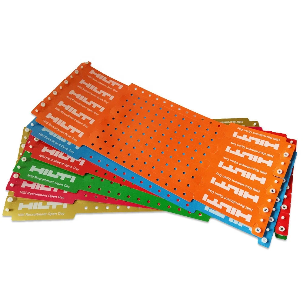 Promotional  PVC Tickets Bracelet Wrist Bands Waterproof Reusable Vinyl Disposable Id Wristbands For Concert