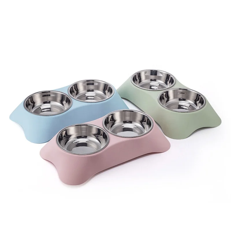 Manufacturer Large Size Double Pet Bowls Stainless Steel Optional Color Easy Washing Fall Resistance with High Quality