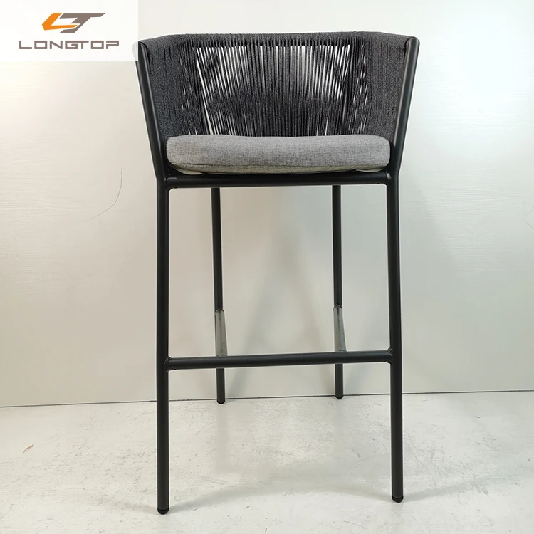 Factory wholesale commercial modern rope woven restaurant metal high bar chairs