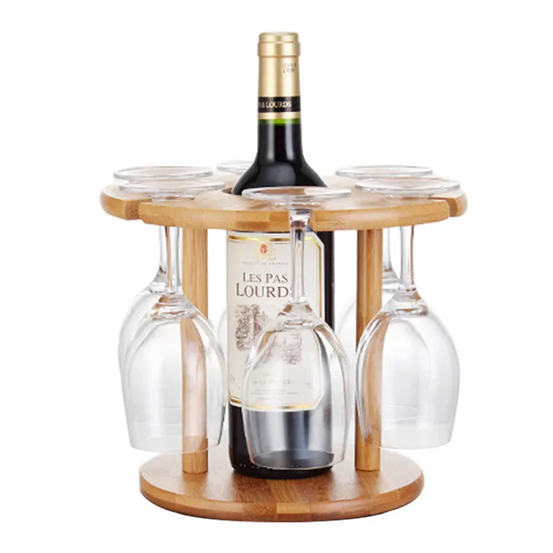 Bamboo Wine Bottle Wine Glass Rack Storage Holder Wood Shelf