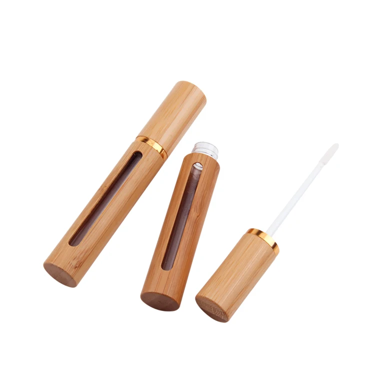 Natural Empty Bamboo Lipstick Lipgloss Tube for Cosmetic Makeup,empty lipgloss tubes,lip gloss tubes with wands custom logo