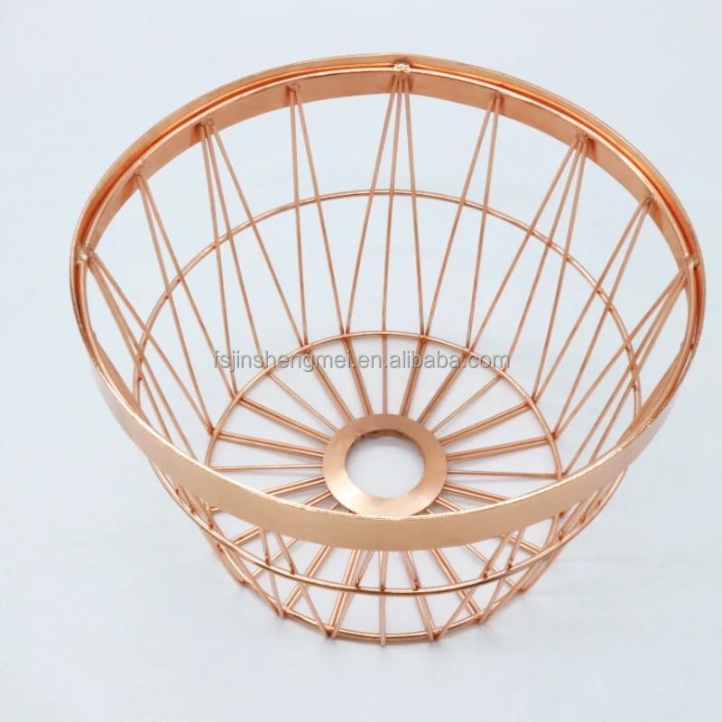 Elegant Rose Gold Plating Round Shape Wire Mesh Metal Storage Basket Pen Container Multi-Function Cosmetic Makeup Brush Holder