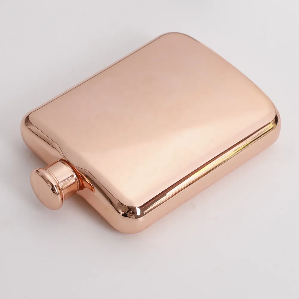 Stainless Steel Hip Flask 7oz Square copper plating  Hip Flask Stainless Steel