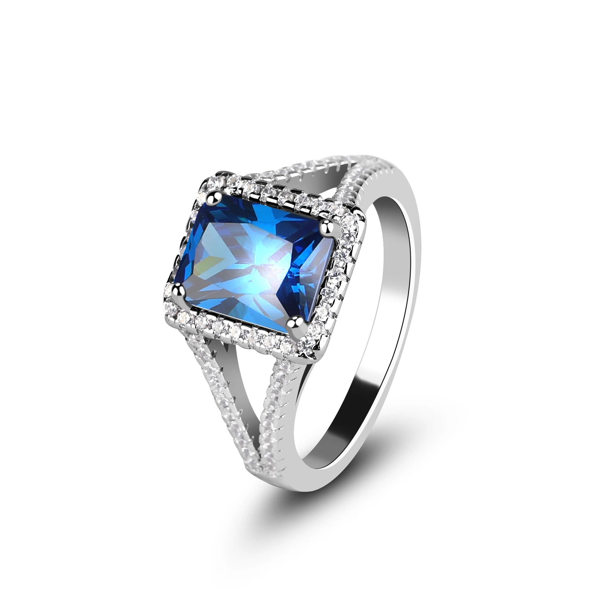 Mascot Luxury Style 925 Silver Blue Tanzanite Big Size Gem Rings Jewelry for Women
