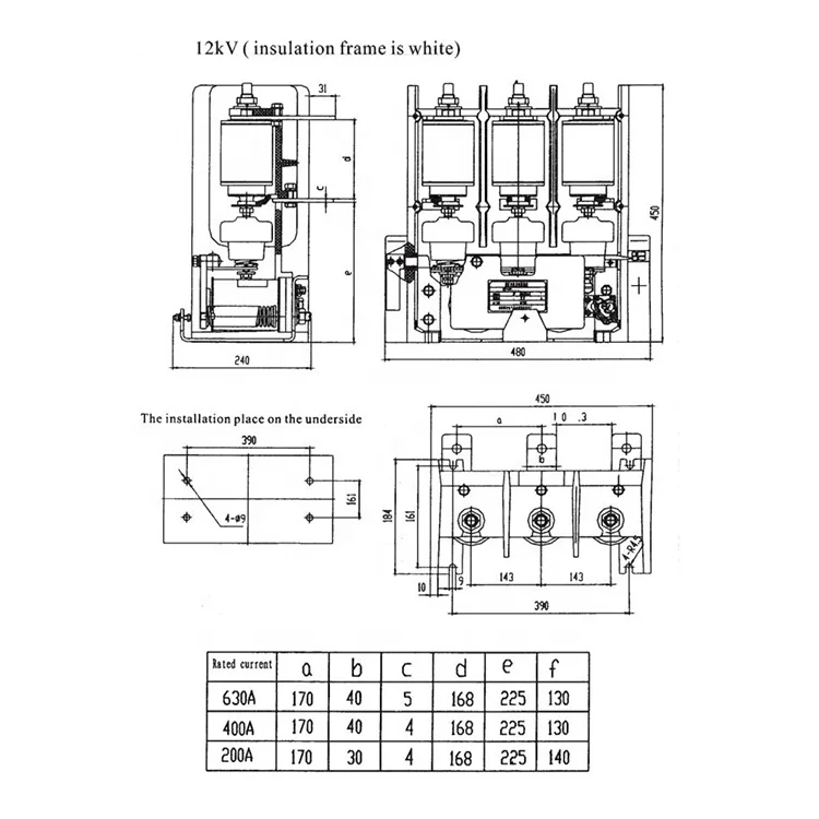 
3 pole ac magnetic contactor 110V 220V 7.2kv vacuum contactor 