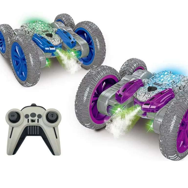 New Arrived 2.4Ghz Crack Butterfly RC Car Light Spray RC Stunt Vehicle Double-Sided Remote Control Drift Car For Kids