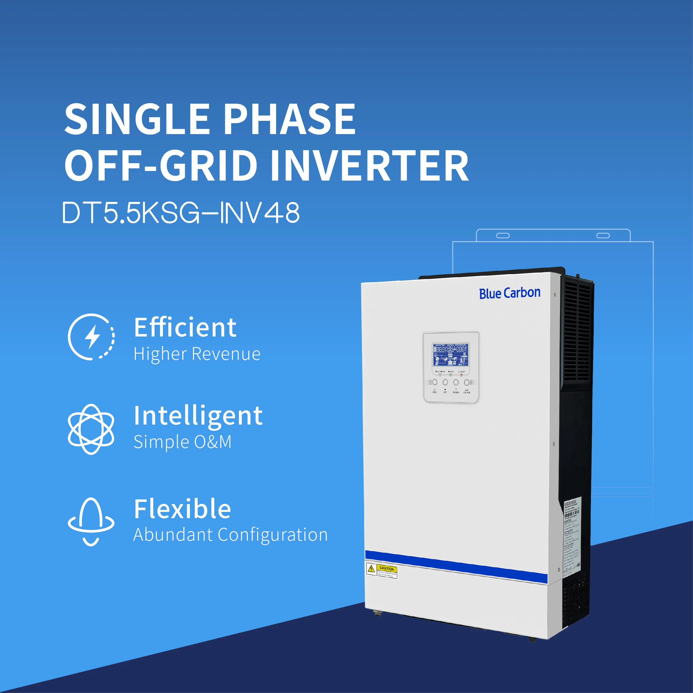 Blue carbon INVT 12v 24v 48v To 110v 220v Pure Sine Wave Off Grid Inverter 3.5KVA 5.5KW Dc To Ac Power Solar Inverter