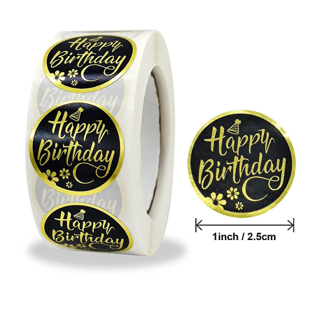 Wholesale Birthday Party Decorative Supplies Creative Waterproof Round Happy Birthday Stickers Personalized Self Adhesive Label