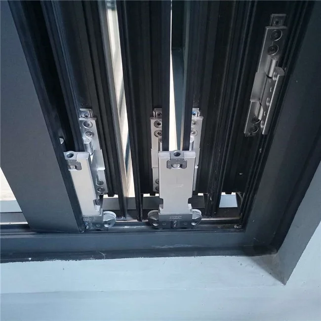 Office Exterior Tempered Reflective Glass Aluminum Alloy Frame Folding Sliding Door System
