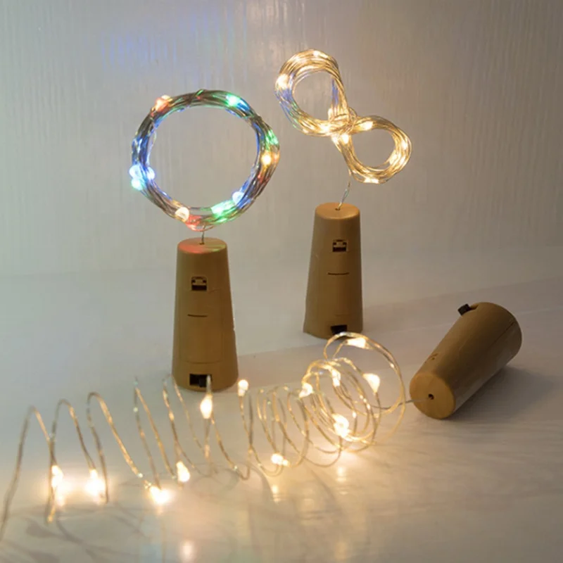 Mini Lighting Chain DIY Party Decor Christmas Halloween Wedding Wine Bottle Lights LED Cork Shape Silver Wire  Micro Fairy Light