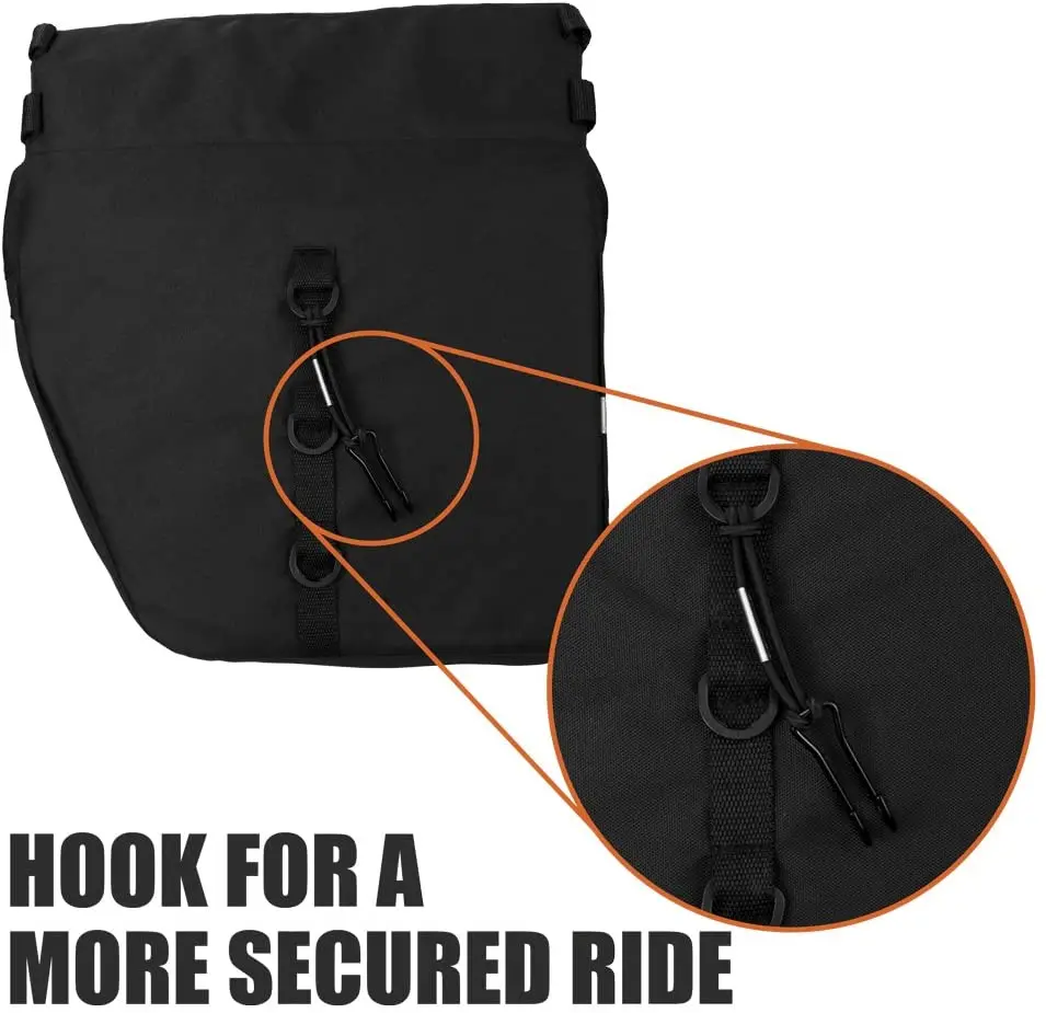 Bike Bag Bicycle Panniers with Adjustable Hooks Carrying Handle Reflective Trim and Large Zippered Pockets on the Top