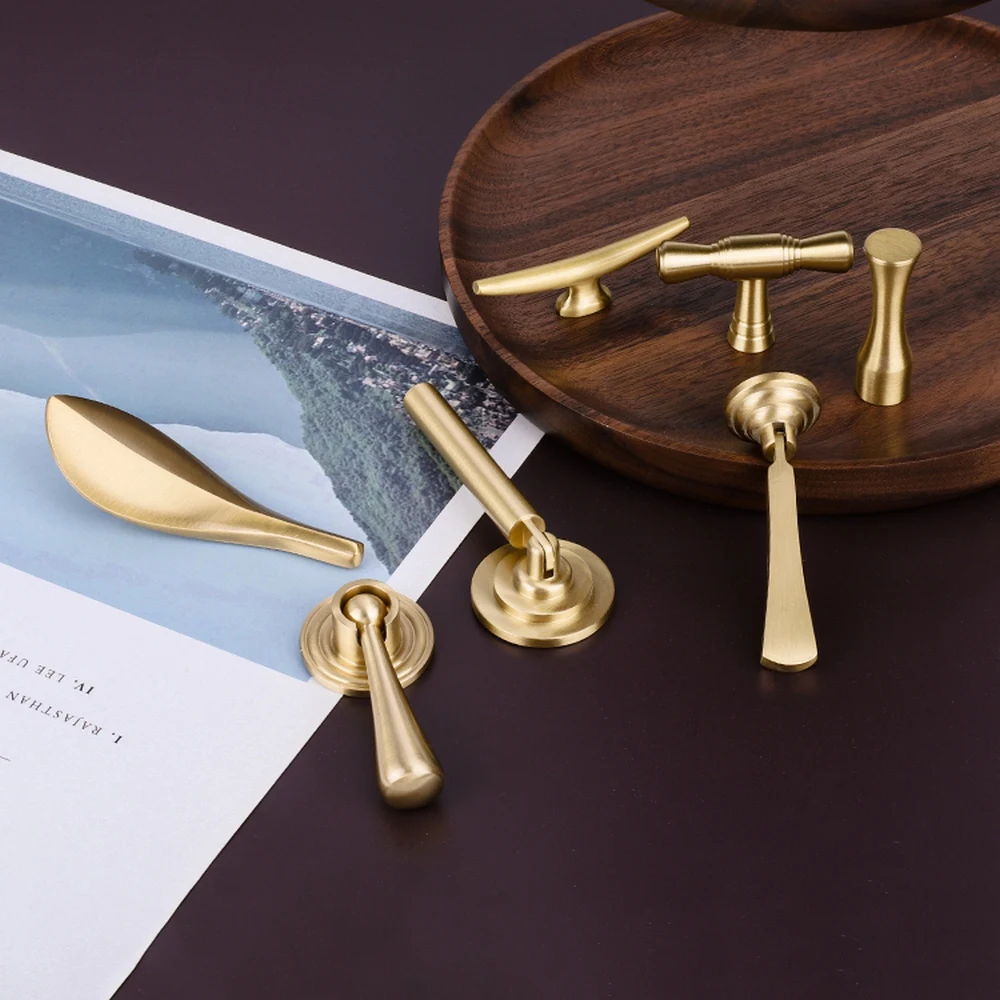 New Brushed Brass Kitchen Bedroom Furniture Cabinet Dresser Drawer Handle Pendant Metal Knobs