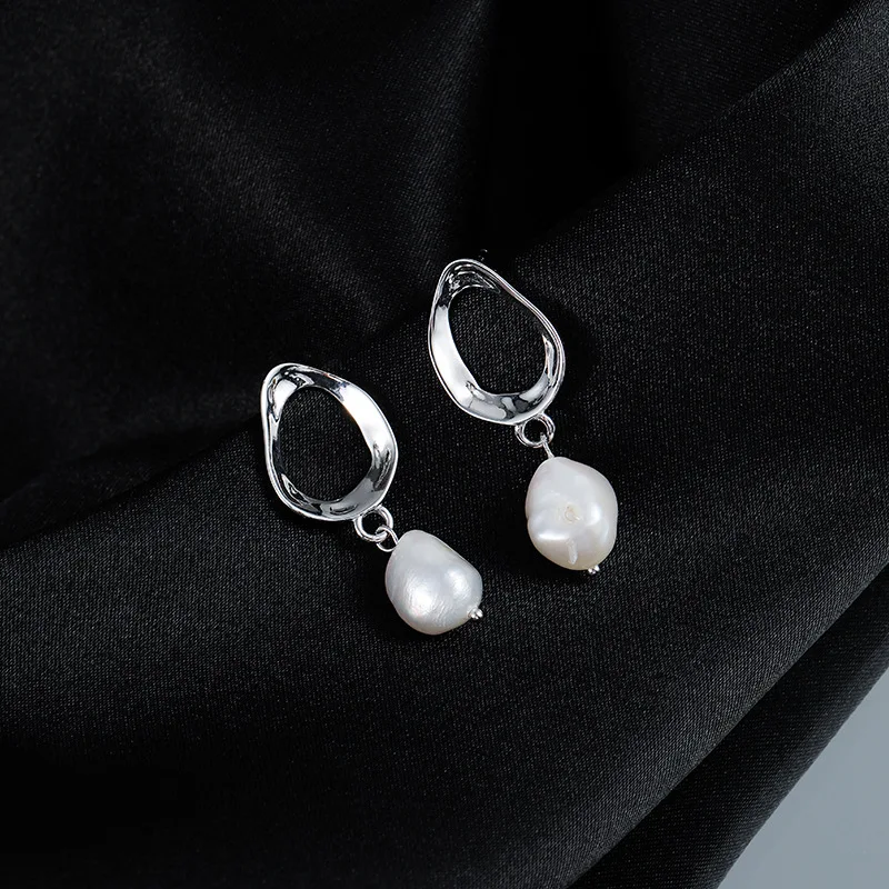 Freshwater pearl earrings 925 sterling silver fine jewelry 18K gold plated earring 2022 women