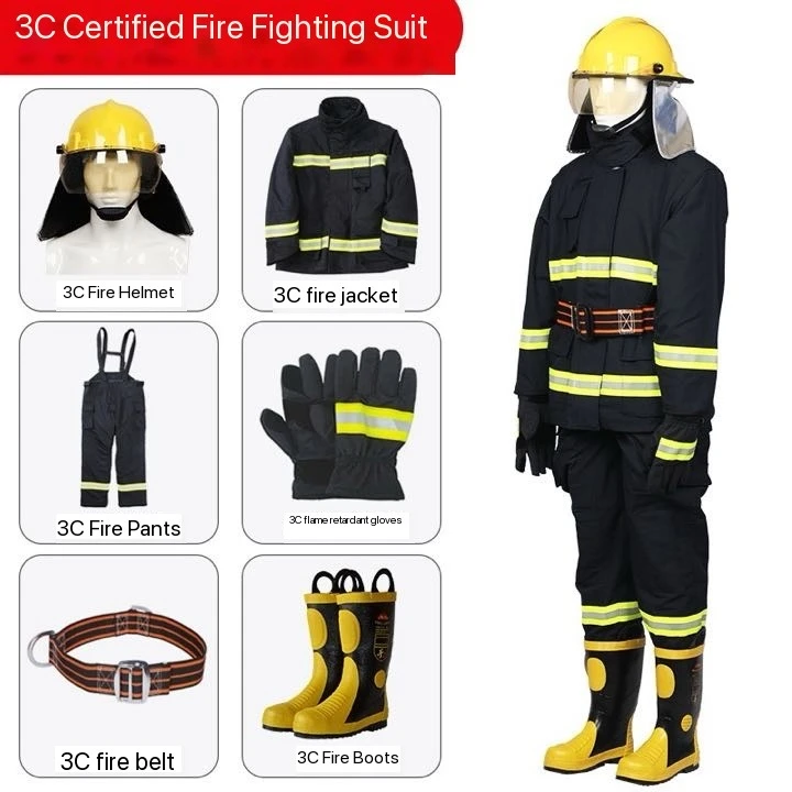Firefighter set firefighting equipment firefighting suit