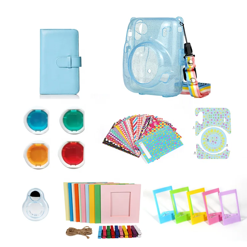 Lerp & белая пленка для Fuji instax Сумка для фотоаппарата для Mini8/9/11 Сияющий прозрачный Кристалл Защитный чехол Комплект