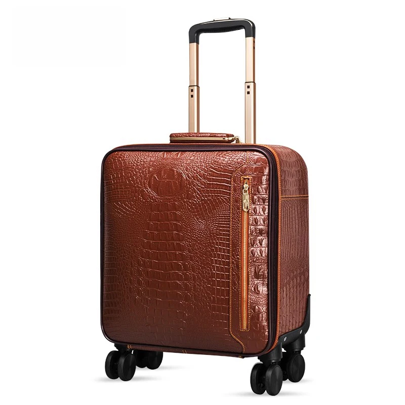 Wholesale Factory Luxury Genuine Leather luggage Real Leather Luggage crocodile texture waterproof suitcase for men Cowhide