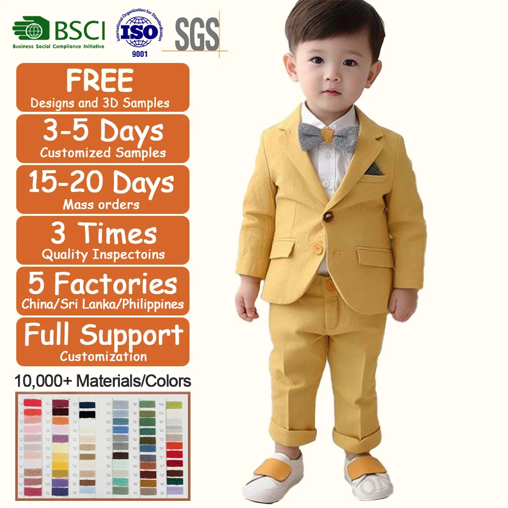 Custom Clothing Looks Sharp 1Y to 6Y Boys Suits Baby Birthday Cloth Set Classic Long Sleeve Wedding Suits for Kids Boys