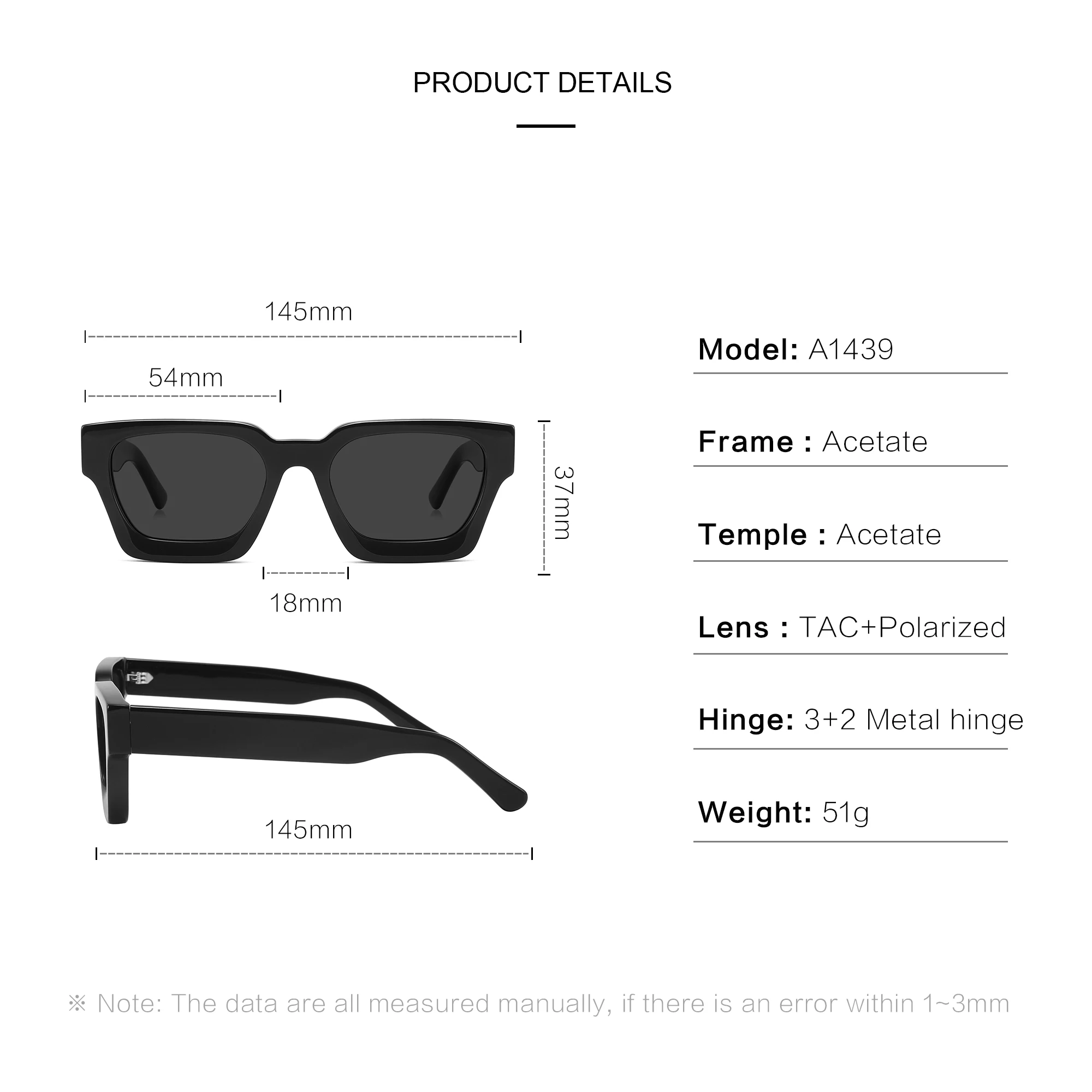 2023 Vintage Rectangle Thick Acetate Gafas Women 2023 Men Shades Acetate Frame Customized Logo Polarized Acetate Sunglasses