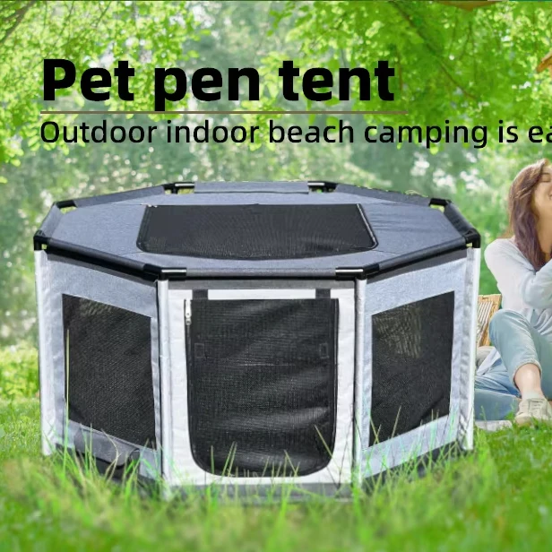 2024 New wn High Quality Detachable Indoor & Outdoor Pet Tent Pet Playpen Camping Tent Pet Fence