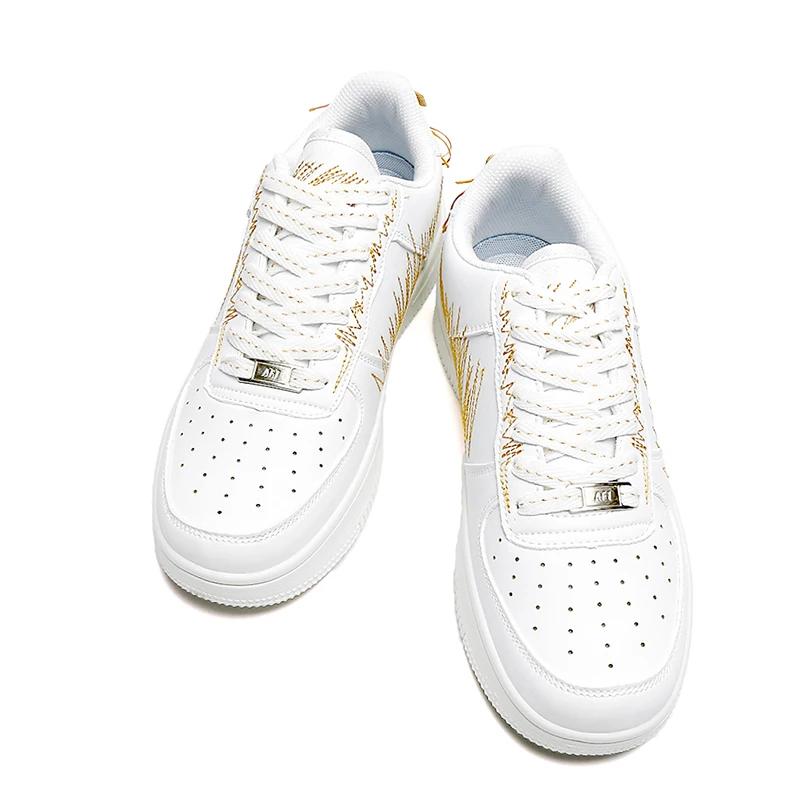 World-Win Custom Genuine Leather Shoes Unisex Amazon supplier low Moq custom logo brand fashion Air sneakers  for men