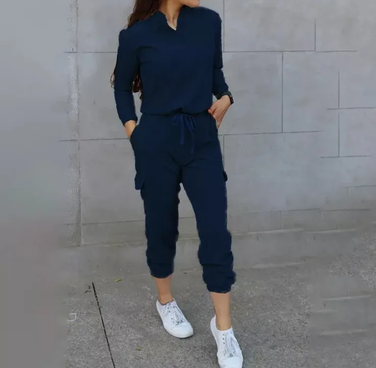 Modern Athletic Spandex Rayon Long Sleeve Scrub Uniform Nurse Jogger Pants Scrubs Sets