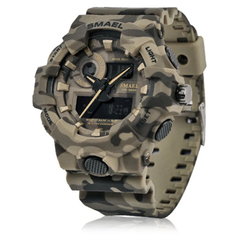 Hot Sale Watches Men Wrist Double Display Military Sports Watches Camouflage Color Male Analog Quartz Digital Watches