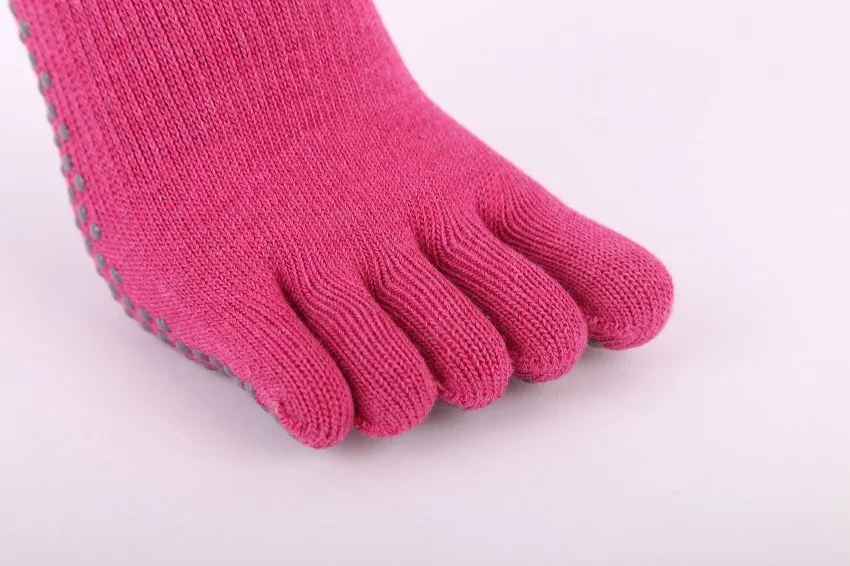 
TKing Good Quality Custom Five Finger Anti Slip Indoor Women Knitted Yoga Pilates Ankle Socks 