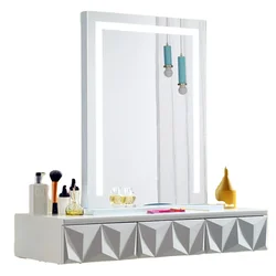 Double Side Mirror For Salon Barber Shop Table Led Dressing Lighted Make Up Mirror