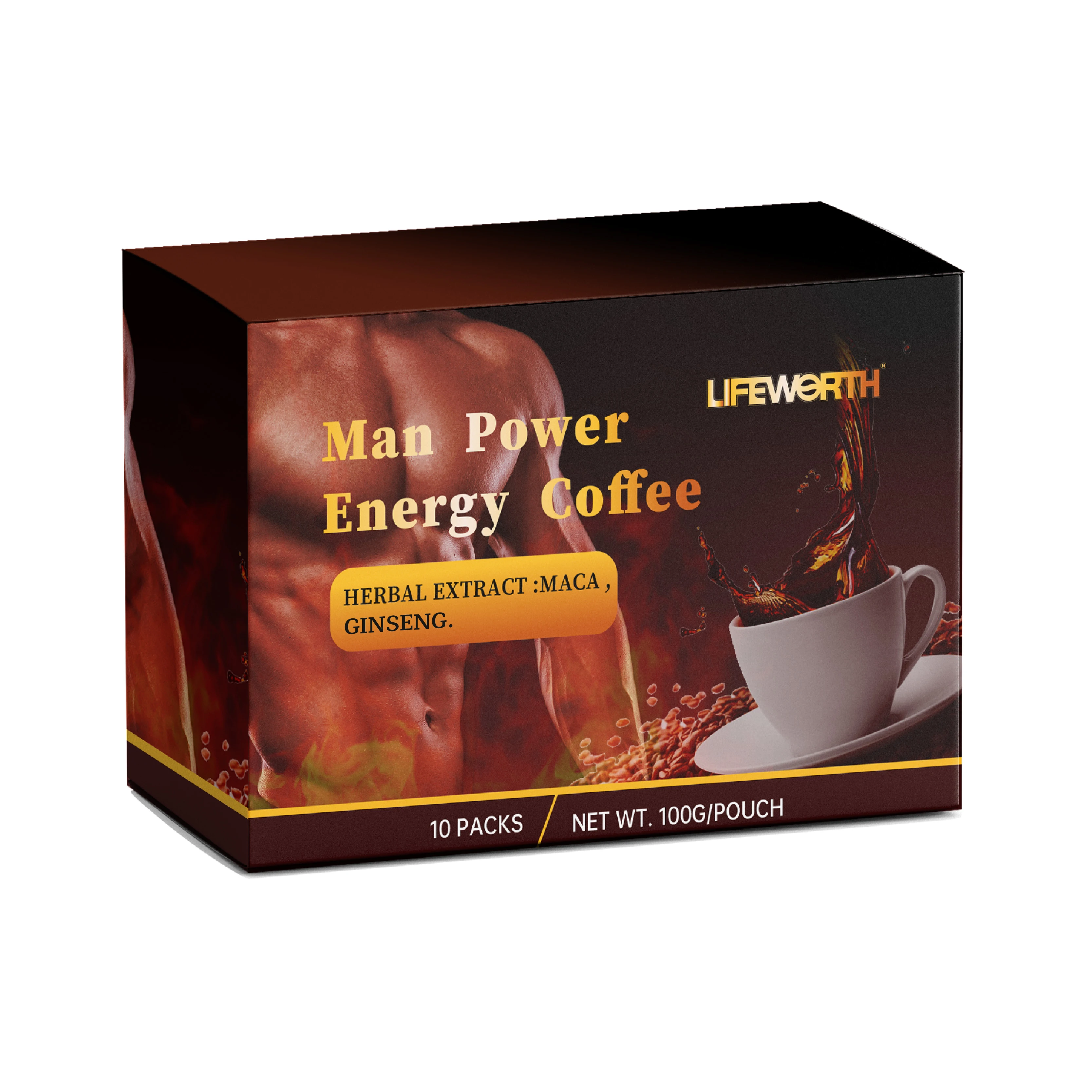 Lifeworth Private Label Arabica Instant Coffee with Ginseng Extract Powder Black Maca Power Energy Coffee