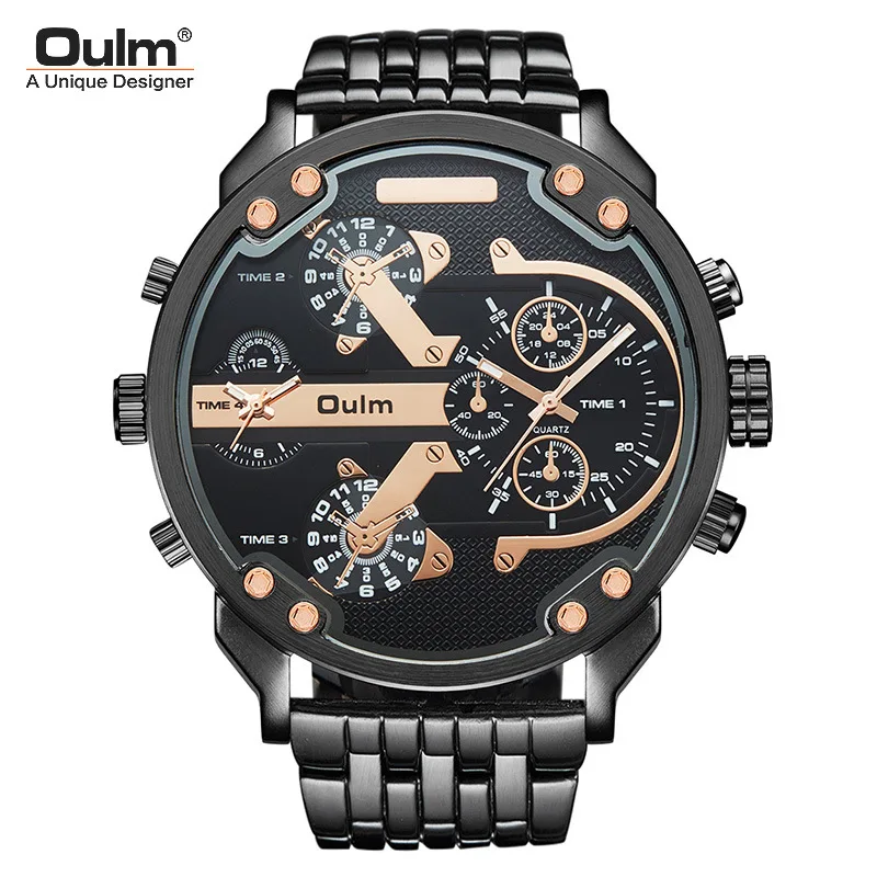 Oulm Ht3548 Large Dial Luxury Fashion Alloy Luminous Casual Military Multifunction Movement Quartz Watches