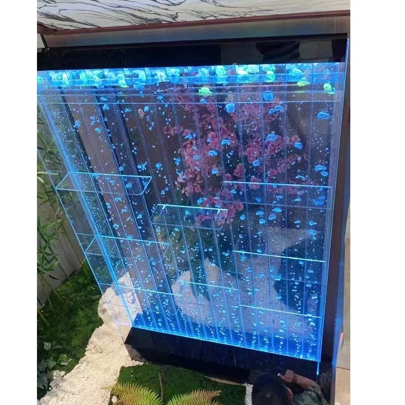 Factory Custom made large aquarium bubble wall with acrylic wine rack water bubble panel partition