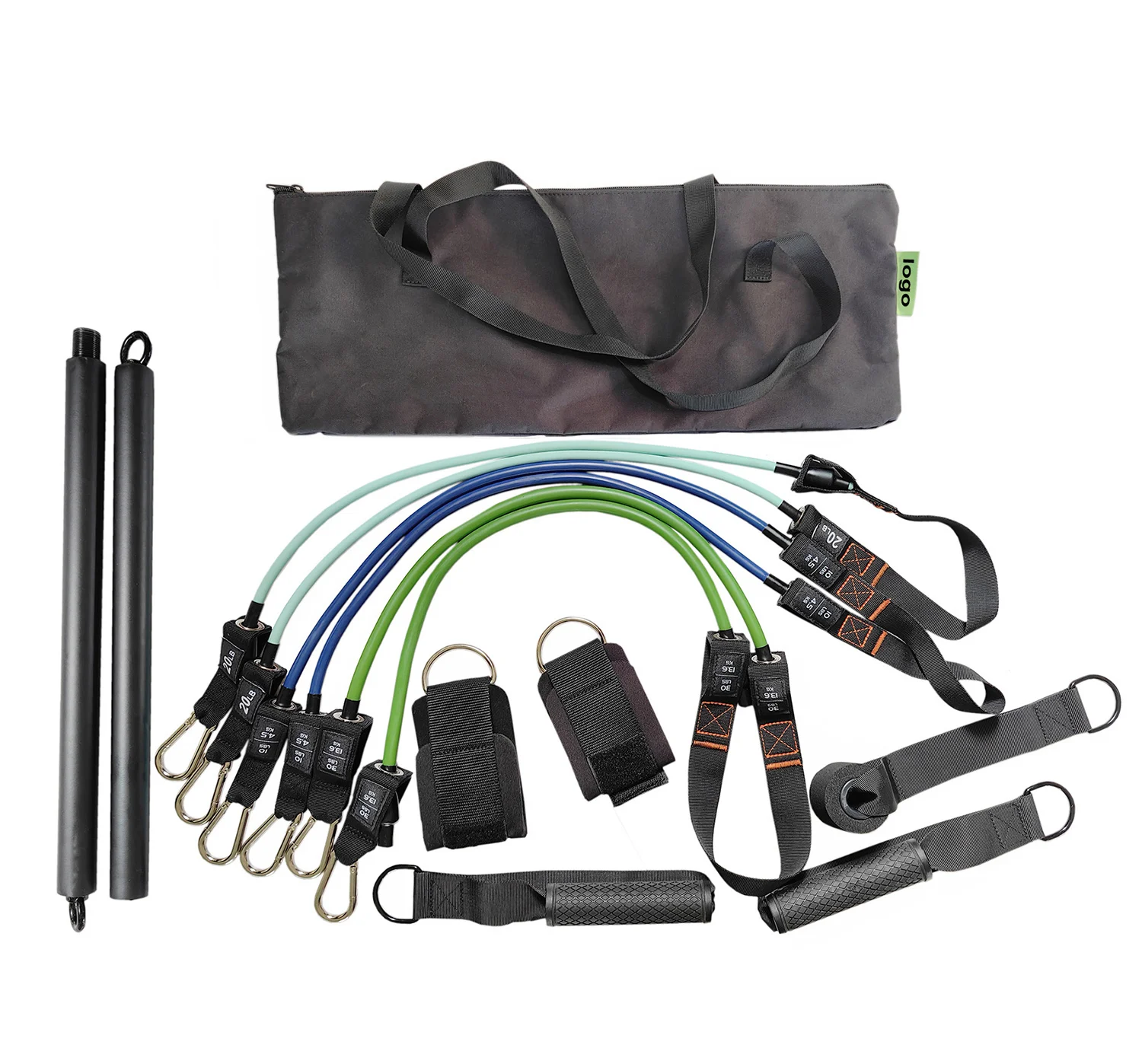 Gymarts fitness bar set with latex tube resistance band for bodybuilding