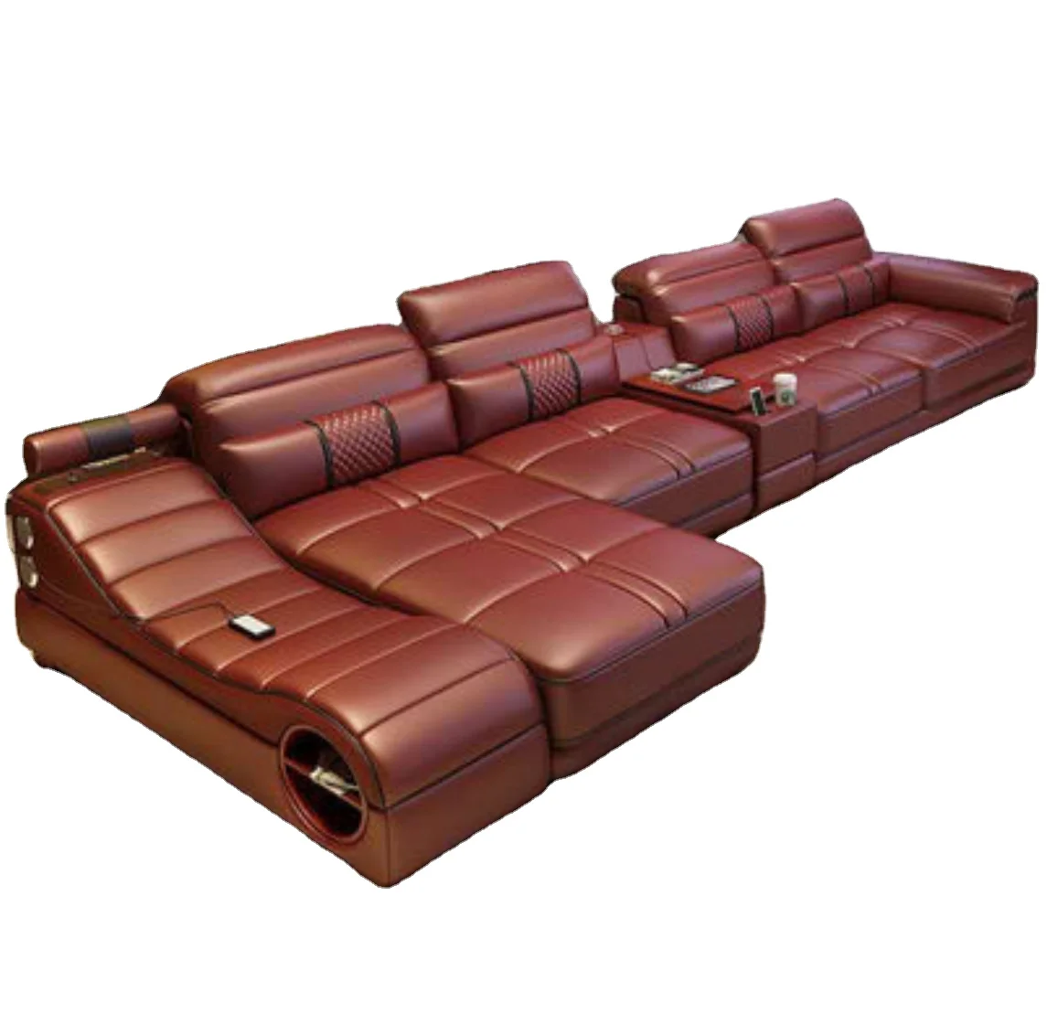 Brand new style multifunctional massage Living room leather  sofa  living room Multifunctional sofa fashionable L-shaped sofa